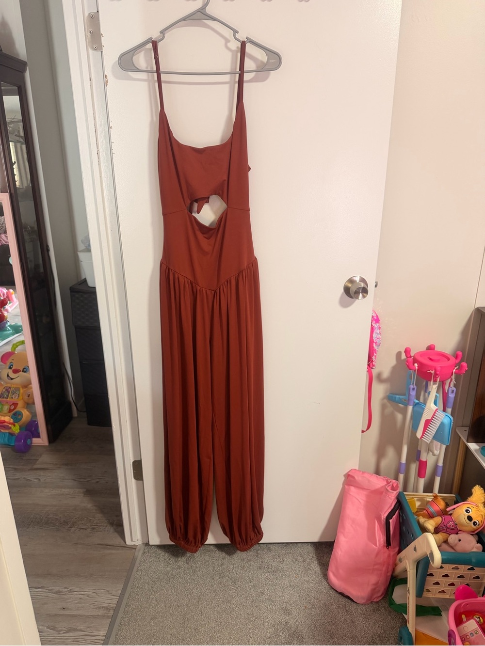 Rust Cutout Jumpsuit with Spaghetti Straps